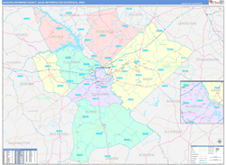 Augusta-Richmond-County Color Cast<br>Wall Map